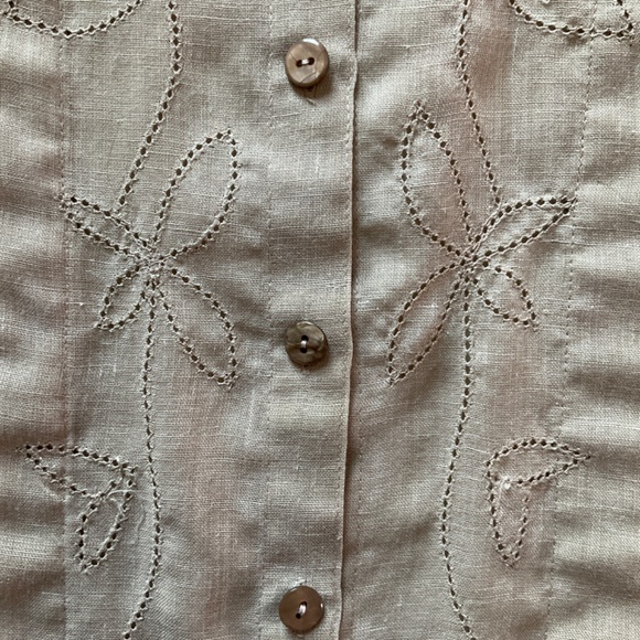 Brown Short sleeved linen Susan Van Heusen blouse - Picture 3 of 9